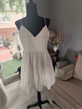 Zara White Eyelet Spaghetti Strap Sundress